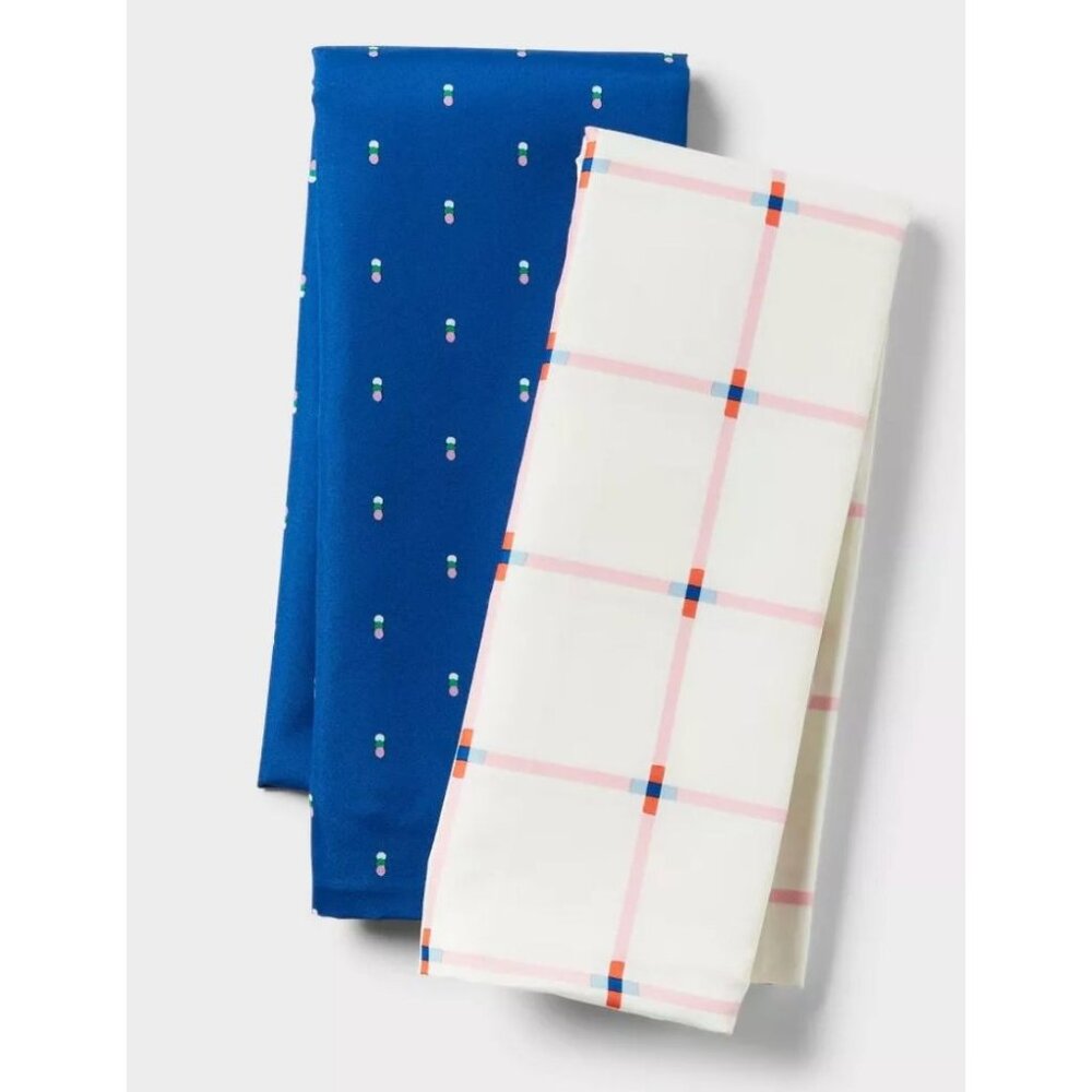 Room Essentials Body Pillow Covers 2-Pack Multicolor Plaid & Blue 20" X 52" Recy